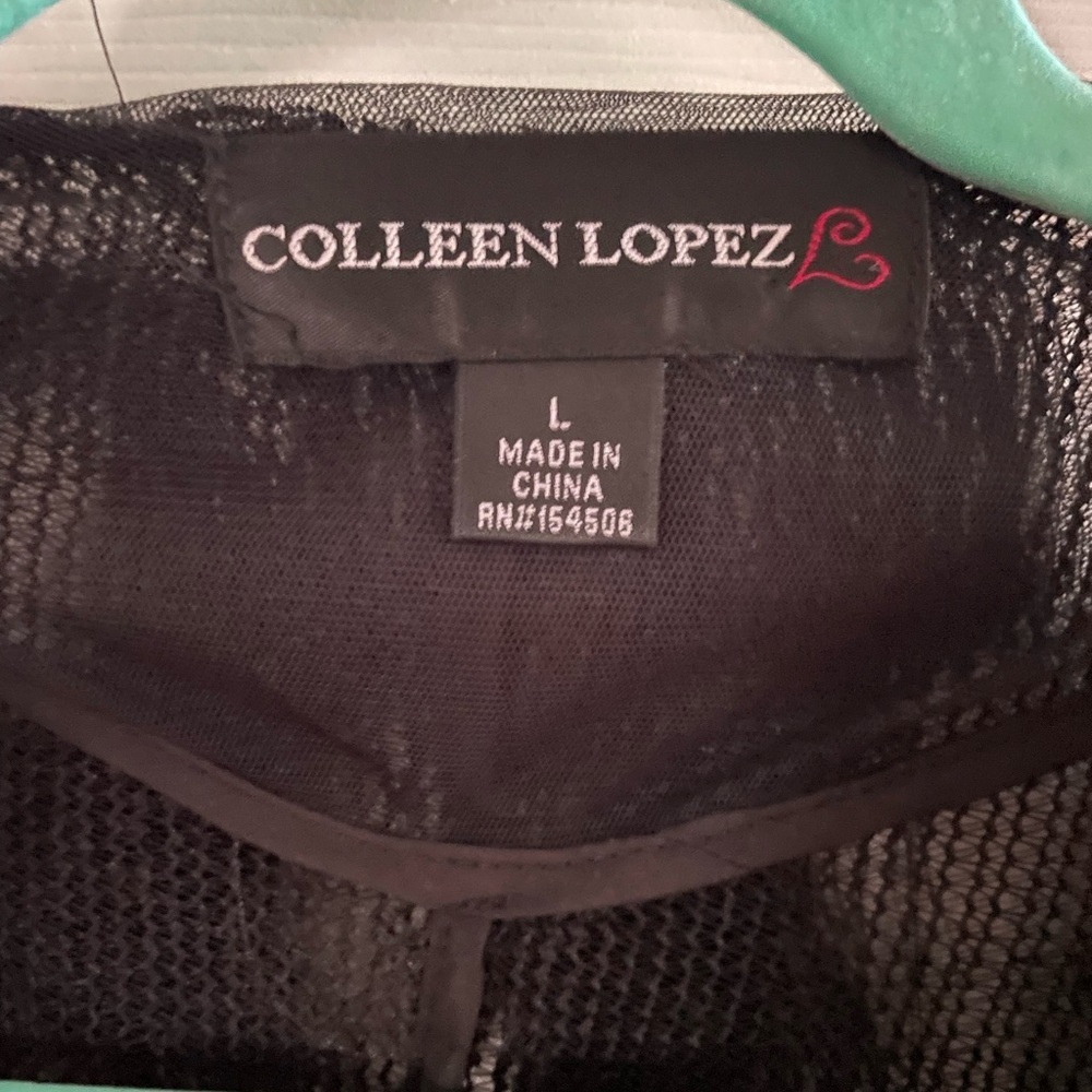 Colleen Lopez Black Fringe Open-Front Cardigan Large - Picture 4 of 4